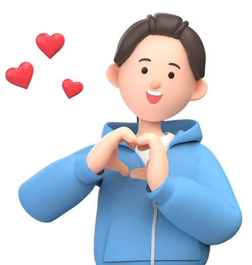 지정기부금이란 안내 캐릭터 - 하트를 만드는 남성